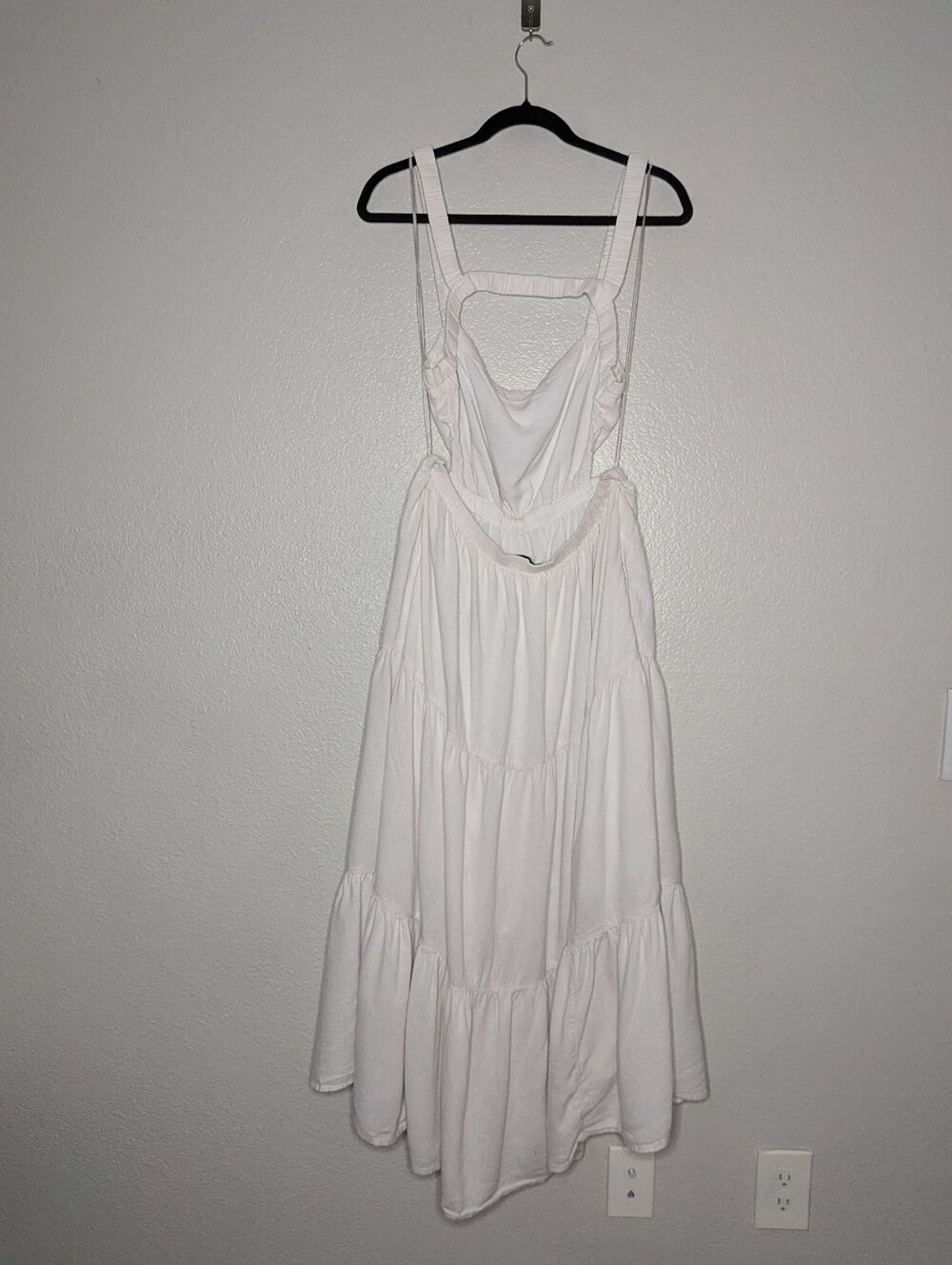 Abercrombie & Fitch White Linen Blend Tiered Coastal Shabby Chic Maxi Dress L - Picture 7 of 10